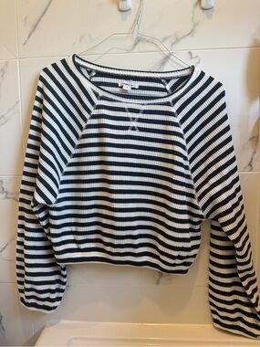 O'Neill Black and White Striped Long Sleeve Tee